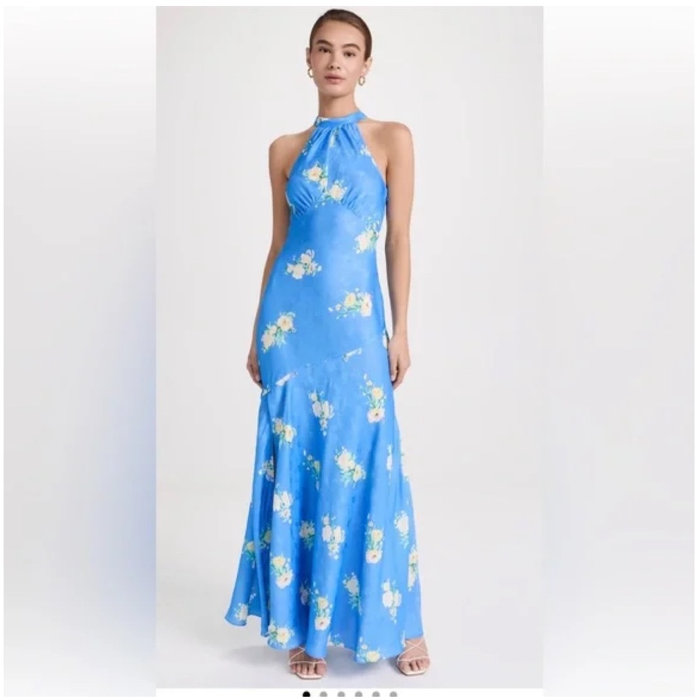LoveShackFancy Brinda Maxi Gown Dress Blue floral